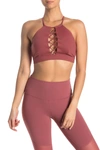 Alo Yoga Starlet Lace-up Bra In Earth