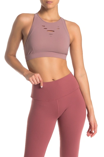 Alo Yoga Ripped Warrior Sports Bra In Smoky Quartz