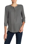 Nydj Henley 3/4 Sleeve Blouse In Dk Olive S
