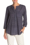 Nydj Henley 3/4 Sleeve Blouse In Navy Textured Dots