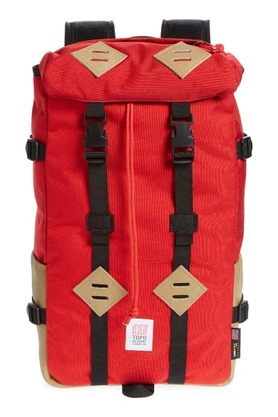 Topo Designs 'klettersack' Backpack In Red/khaki Leather