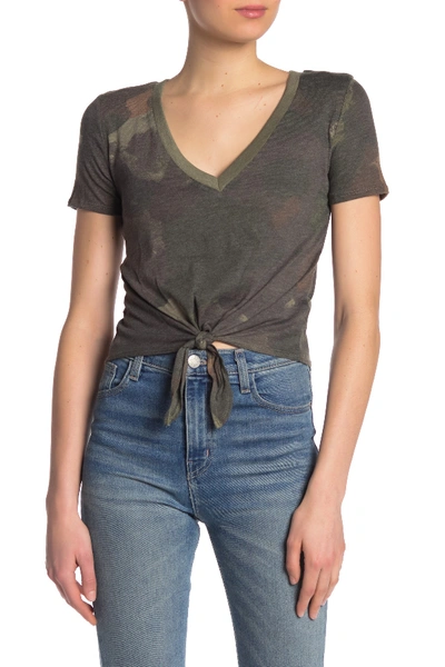 Alternative V-neck Tie Front T-shirt In Camo Dreamstate