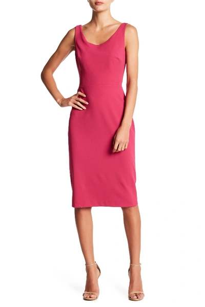 Betsey Johnson Scoop Neck Sleeveless Crepe Midi Dress In Pink