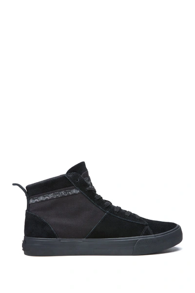 Supra Stacks Mid Suede Canvas High-top Sneaker In Black-black