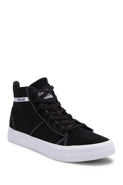 Supra Stacks Mid Suede Canvas High-top Sneaker In Black/black-white