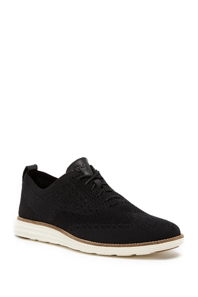 Cole Haan Grand Troy Knit Oxford In Black/ivor