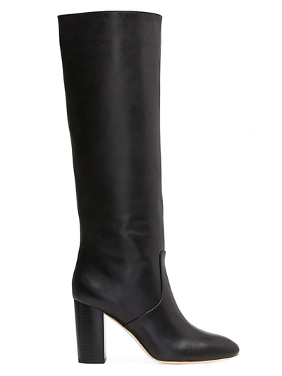 Loeffler Randall + Net Sustain Goldy Leather Knee Boots In Black