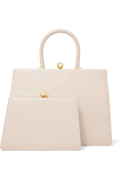 Ratio Et Motus Twin Frame Leather Top Handle Bag In Cream