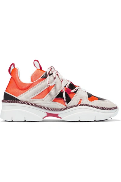 Isabel Marant Kindsay Suede, Leather And Mesh Trainers In Orange