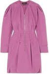 Isabel Marant Honey Ruffled Cotton-twill Mini Dress In Magenta