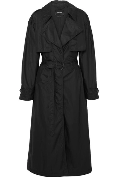 Isabel Marant Belted Double-breasted Taffeta Trench Coat In Black