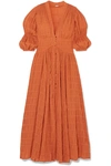 Cult Gaia Willow Ruched Panelled Cotton-blend Dress In Brown