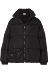 PRADA HOODED QUILTED NYLON DOWN COAT