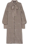 ROKH PUSSY-BOW HOUNDSTOOTH SILK CREPE DE CHINE DRESS