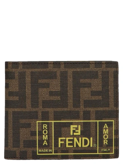 Fendi Ff Logo Coated Canvas Classic Wallet In Black