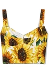 DOLCE & GABBANA CROPPED FLORAL-PRINT CADY BUSTIER TOP