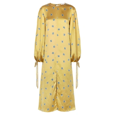 Olivia Von Halle Margeaux Jagger Printed Silk Maxi Dress In Yellow And Other