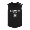 BALMAIN Black logo cotton tank