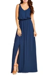 Show Me Your Mumu Kendall Soft V-back A-line Gown In Rich Navy