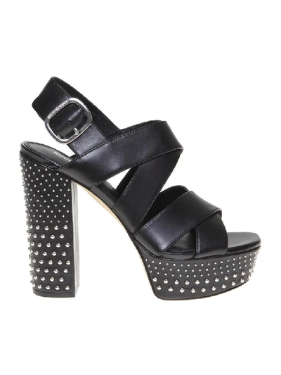 Michael Kors Leather Sandal In Black Leather
