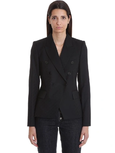 Stella Mccartney Jacquard Logo Double Breasted Jacket In Black