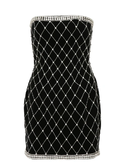 Balmain Crystal-embellished Velvet Mini Dress In Black