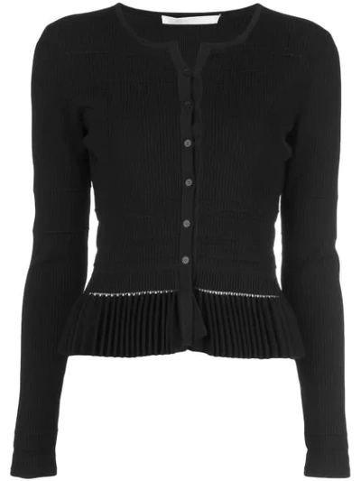 Jason Wu Collection Ribbed Detail Cardigan In Black