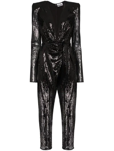 Attico Sequin-embellished Jumpsuit In Black