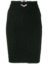 Philipp Plein Elegant Belted Midi Skirt In Black