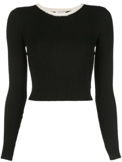 A.l.c Hughes Crochet Neck Ribbed Sweater In Black