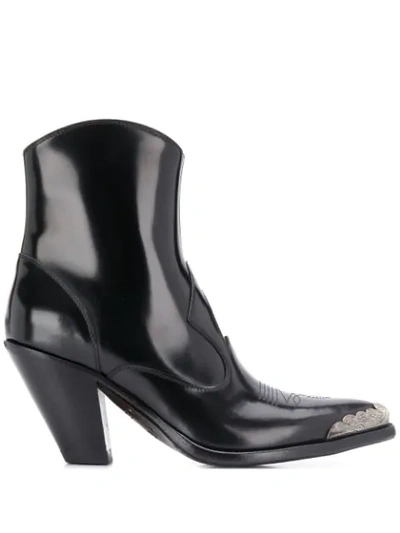 Golden Goose Nora Leather Heeled Ankle Boots In Black
