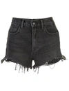 Alexander Wang Bite Distressed Denim Shorts In Black