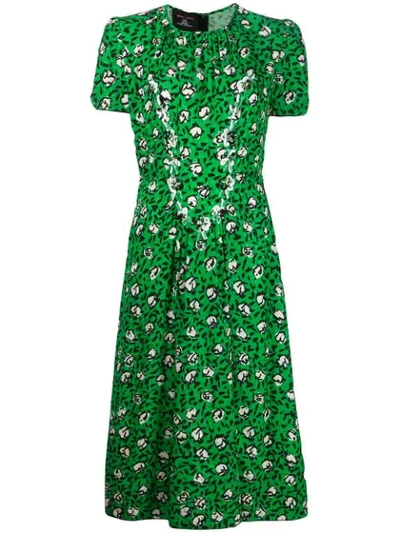 Marc Jacobs The Sofia Loves The 40s Silk Midi Dress In Green Multi