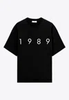 1989 Studio Solid Color Crew-neck T-shirt With Contrasting Logo In Black
