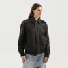 1989 Studio Leather Jacket Collar Front Pockets Ribbed Cuffs Textured Finish