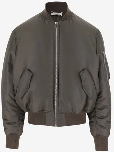 1989 STUDIO BROWN LOGO PATCH SHORT BOMBER JACKET