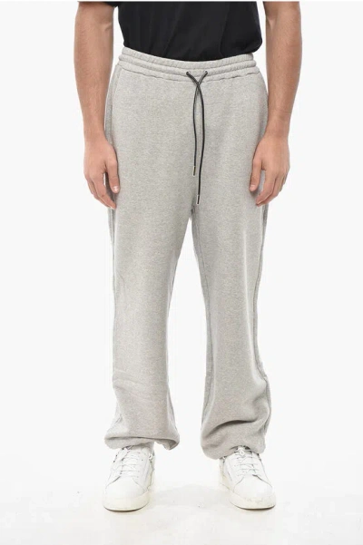 1989 Studio Brushed Cotton Sweatpants With Cuffs And Embroidered Logo In Silver
