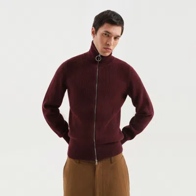 1989 STUDIO 1989 STUDIO BURGUNDY ZIP TURTLENECK SWEATER