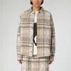 1989 Studio Jacquard Check Overshirt In Beige