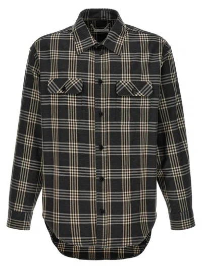 1989 STUDIO 1989 STUDIO CHECK-PRINT COTTON FLANNEL SHIRT WITH LOGO DETAIL