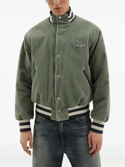 1989 Studio Corduroy Embroidered Bomber Jacket In Green
