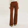 1989 Studio Corduroy Flared Leather Pants In Brown