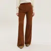 1989 Studio Corduroy Flared Leather Pants In Brown