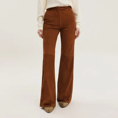 1989 Studio Corduroy Flared Leather Pants In Brown