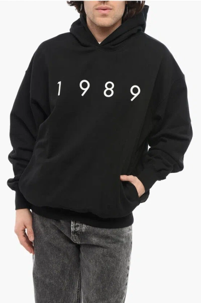 1989 Studio Cotton Hoodie With Frontal Embossed Logo In Black