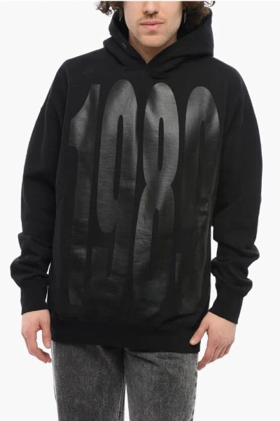 1989 Studio Cotton Hoodie With Maxi Print Frontal And Back In Black