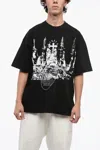 1989 Studio Cotton Notre Dam Crew-neck T-shirt With Contrast Print In Black