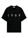 1989 Studio Solid Color Crew-neck T-shirt With Contrasting Logo In Black