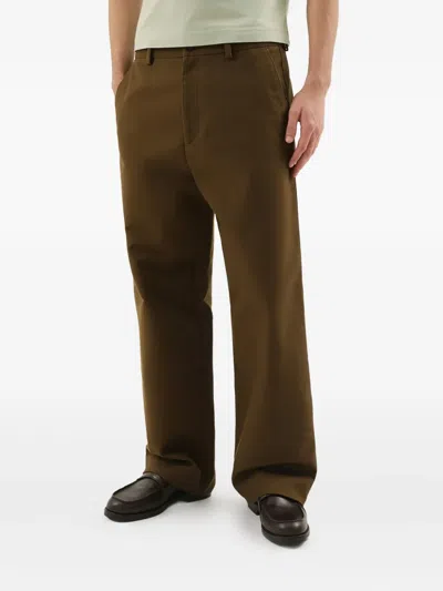 1989 Studio Olive Green Straight Leg Cotton Pants Men In Brown