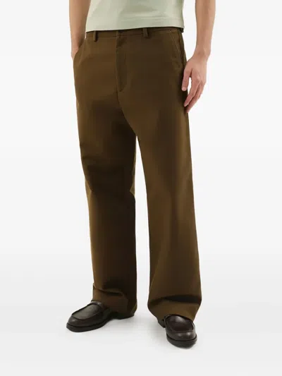 1989 Studio Olive Green Straight Leg Cotton Pants In Animal Print